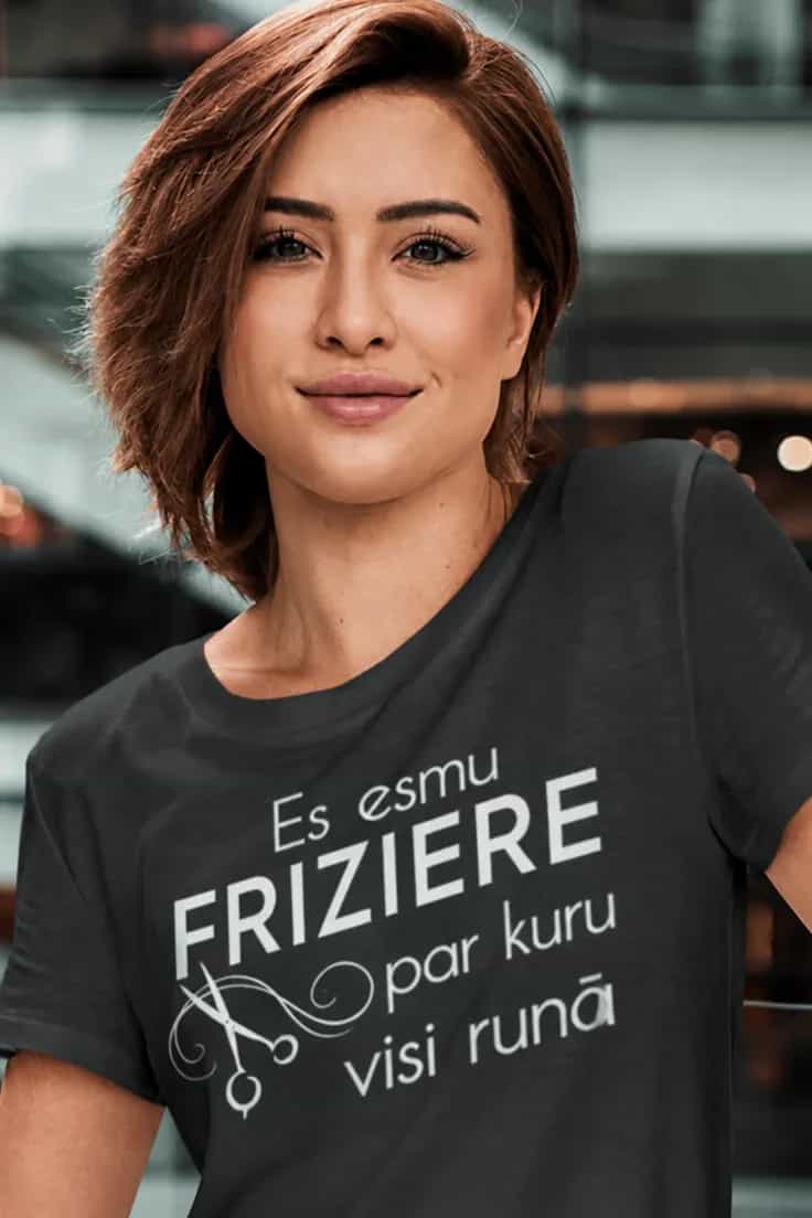 T-krekls frizierei „Par kuru visi runā“