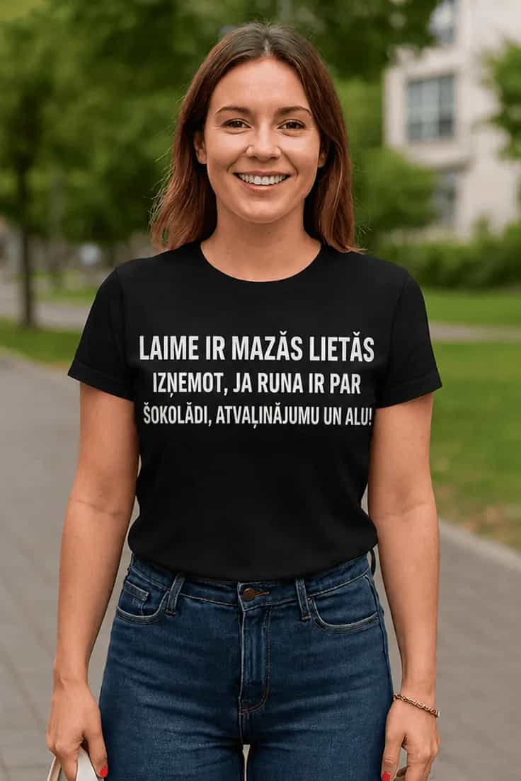 Laime ir kafijas krūzē – smieklīgs krekls