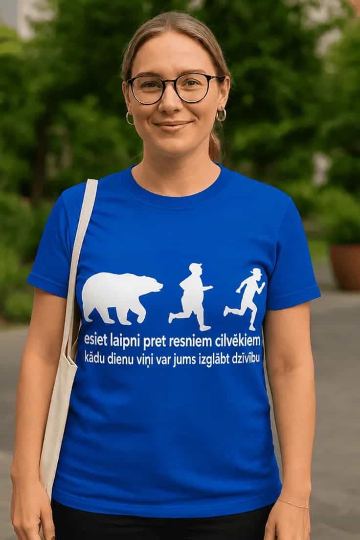 Smieklīgs T-krekls ar lāci un skrējējiem