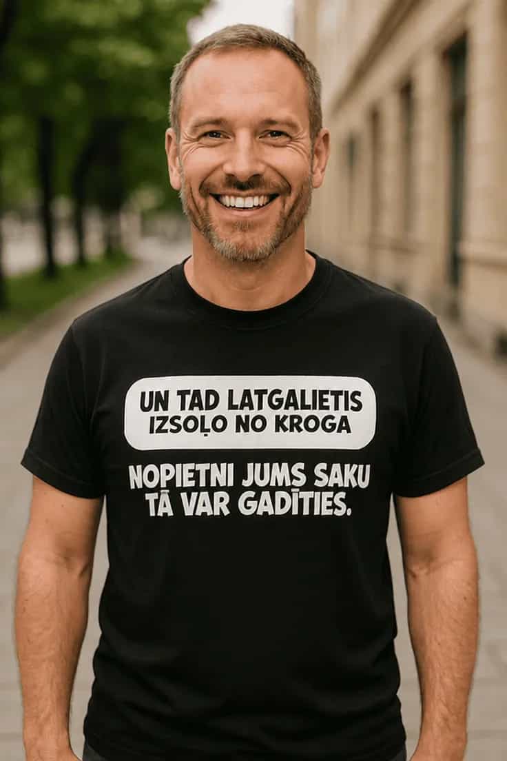 Krekls Latgalietis iziet no kroga ar draugu plecā