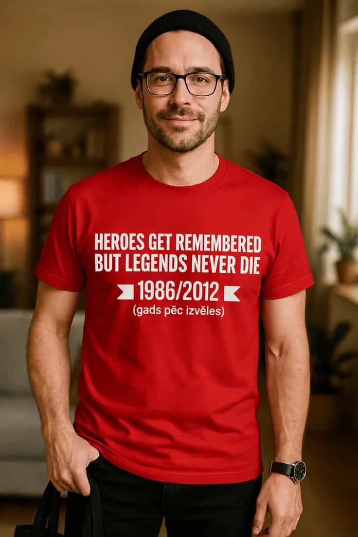 Krekls Leģendas nekad nemirst ar gadiem pēc izvēles