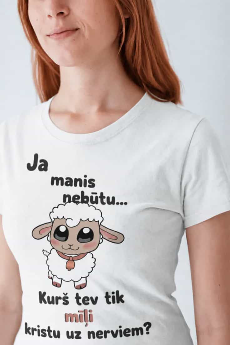 T-krekls ar jēriņu „Mīļi krītu uz nerviem”