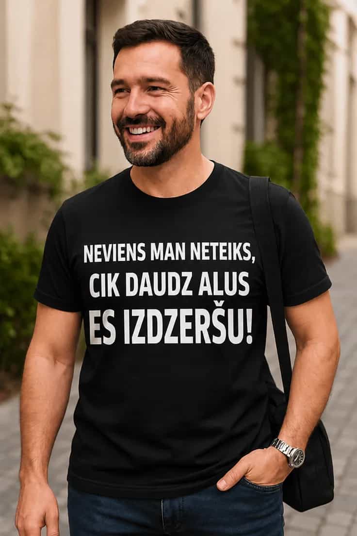 Smieklīgs krekls neviens neteiks par alu