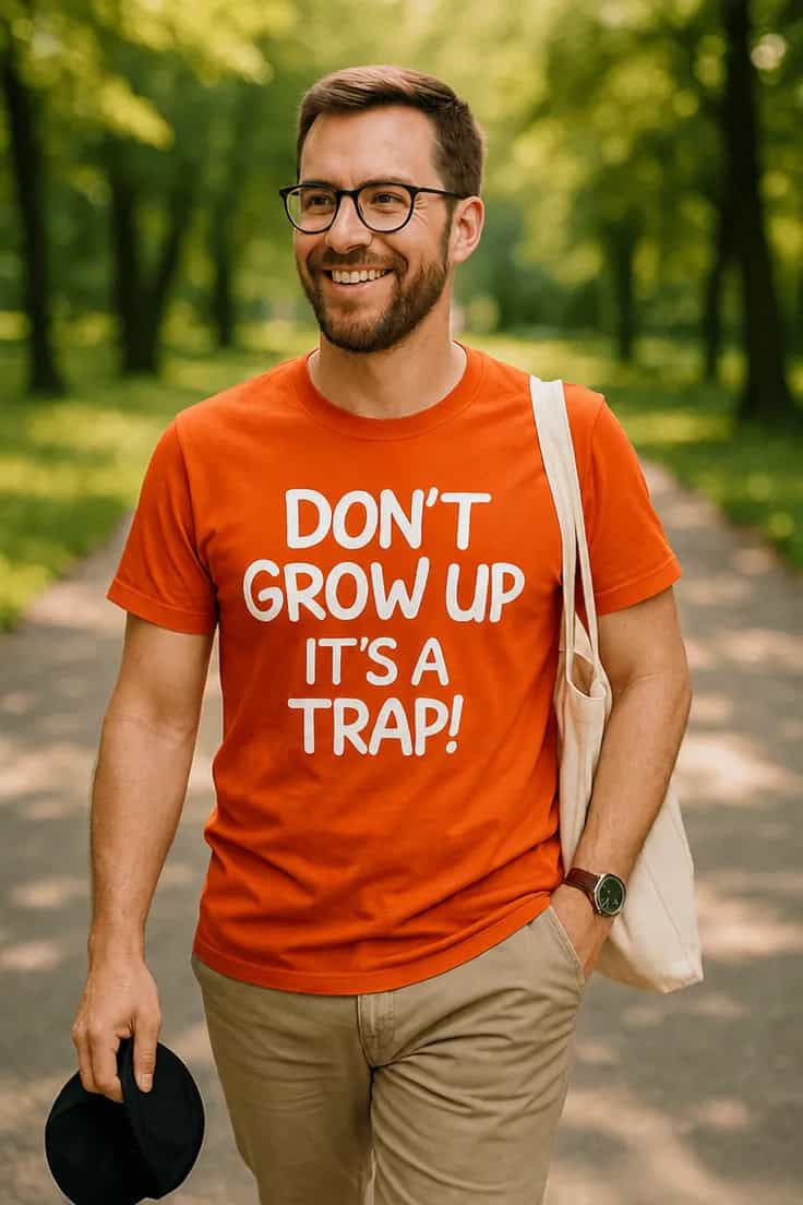Smieklīgs krekls Pieaugšanas slazds – DON'T GROW UP
