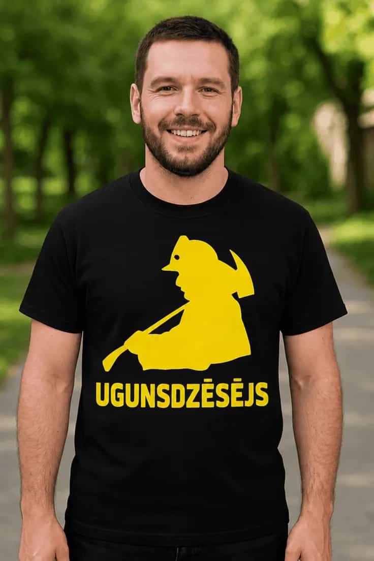 SmieklÄ«gs krekls UgunsdzÄsÄja siluets UGUNSDZÄSÄJS