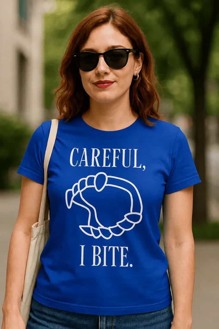 Smieklīgs krekls Uzmanies es kožu CAREFUL, I BITE..