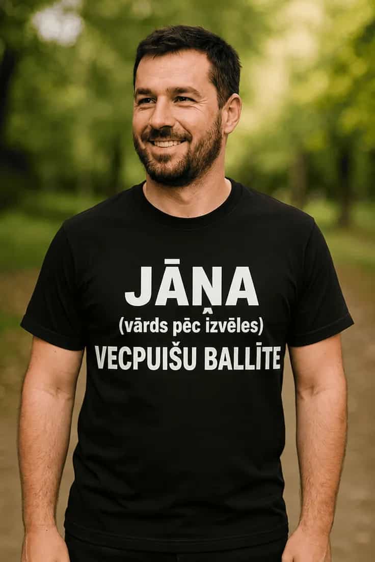 Smieklīgs krekls Vecpuišu ballīte ar vārdu