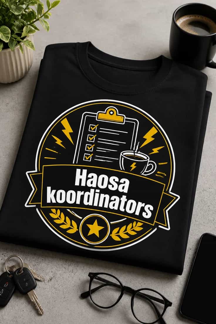 Smieklīgs biroja T-krekls "Haosa koordinators"