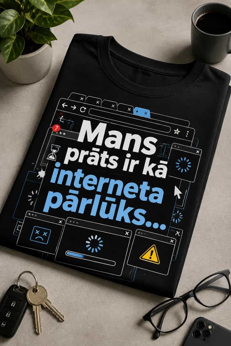 Smieklīgs T-krekls Mans prāts ir kā interneta pārlūks...