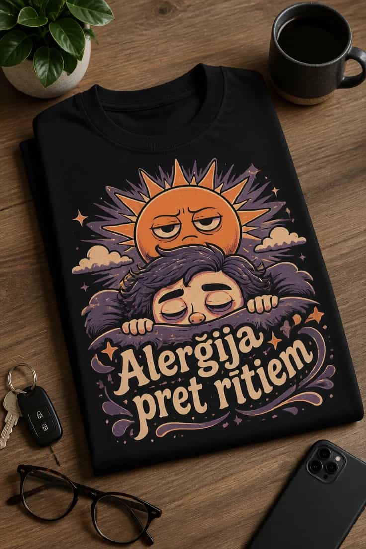 T-krekls „Alerģija pret rītiem“