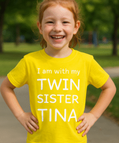 I am with my TWIN SISTER TINA (vārds pēc izvēles) - Bērnu T-krekls