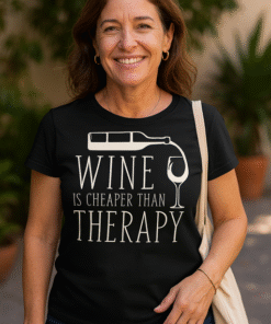 WINE IS CHEAPER THAN THERAPY - T-krekls