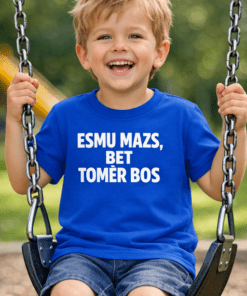 Smieklīgs bērnu T-krekls ESMU MAZS, BET TOMĒR BOSS