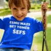 Bērnu krekls Mazs bet šefs ar uzrakstu ESMU MAZS BET TOMĒR ŠEFS