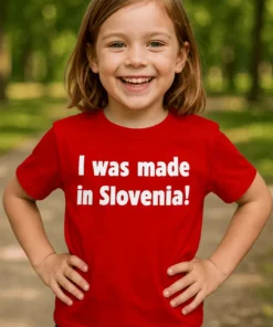 Bērnu krekls Radīts Latvijā ar uzrakstu I was made in Slovenia!