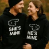 Džemperis pāru komplekts mans cilvēks ar apdruku & SHE'S MINE HE'S MINE