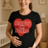 Krekls grūtniecēm Baby on board ar sirdi ar uzdruku BABY on BOARD
