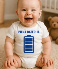Mazuļa bodijs PILNA BATERIJA ar jautru apdruku dāvanai mazulim