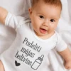 Mazuļa bodijs ar uzrakstu Pudelīti mājas baltvīna baltā krāsā