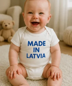 Mazuļa bodijs Ražots Latvijā ar uzrakstu MADE IN LATVIA