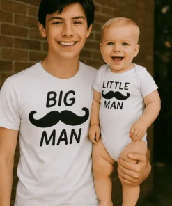 Mazuļa bodijs tēta un bērna komplekts ar apdruku BIG MAN LITTLE MAN