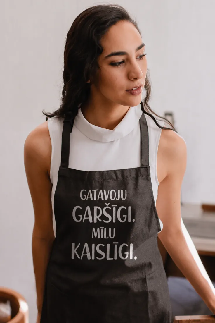Priekšauts Gatavoju garšīgi mīlu kaislīgi ar humoristisku apdruku dāvanai