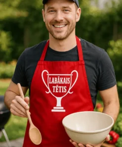 Priekšauts Labākais tētis kā dāvana dzimšanas dienā tētim, kurš gatavo ar humoru
