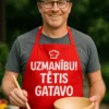 Priekšauts Uzmanību tētis gatavo ar apdruku UZMANĪBU! TĒTIS GATAVO.