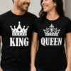 Smieklīgs krekls King queen komplekts ar uzdruku KING QUEEN