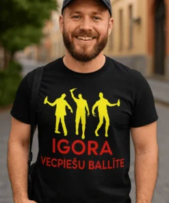 Smieklīgs krekls vecpuišu ballītei ar vārdu ar uzdruku IGORA VECPIEŠU BALLĪTE
